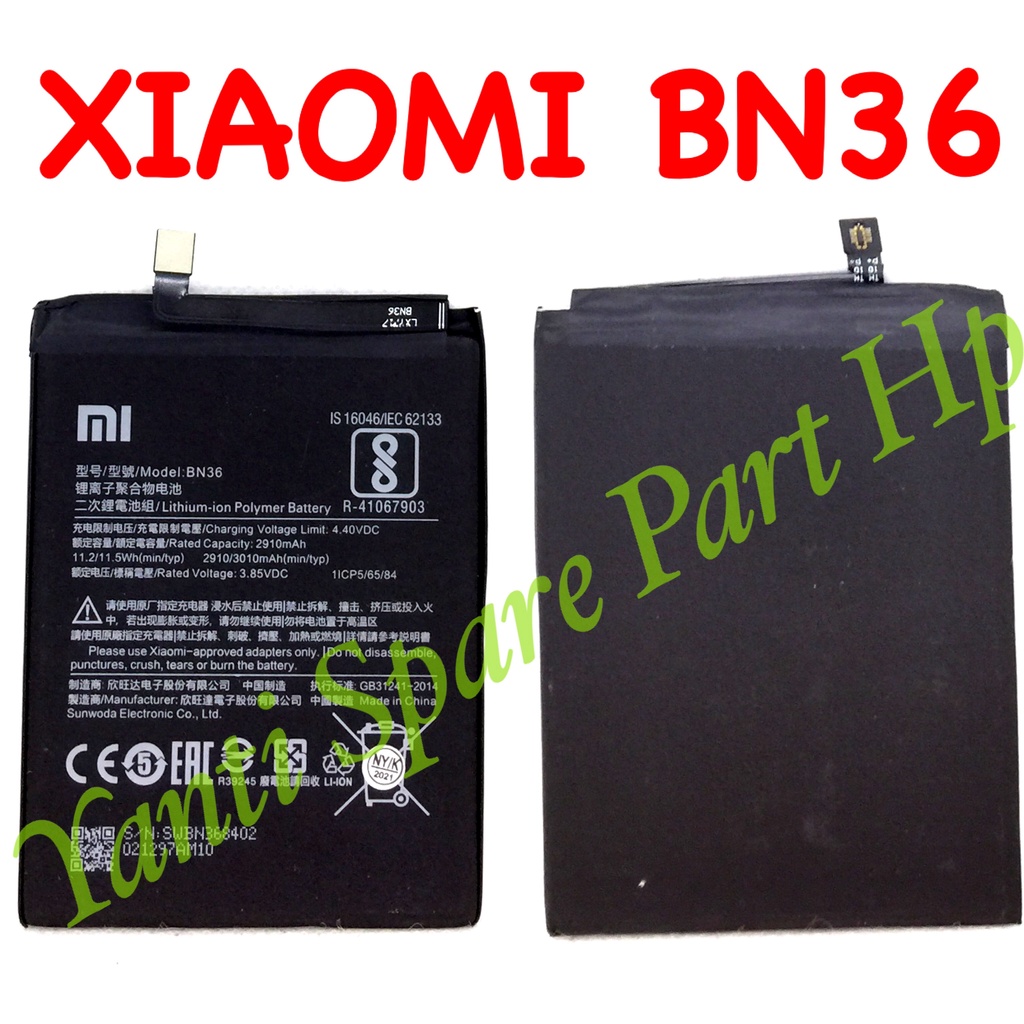 Baterai Xiaomi MiA2 Mi A2 Mi6X Mi 6X BN36 Original New