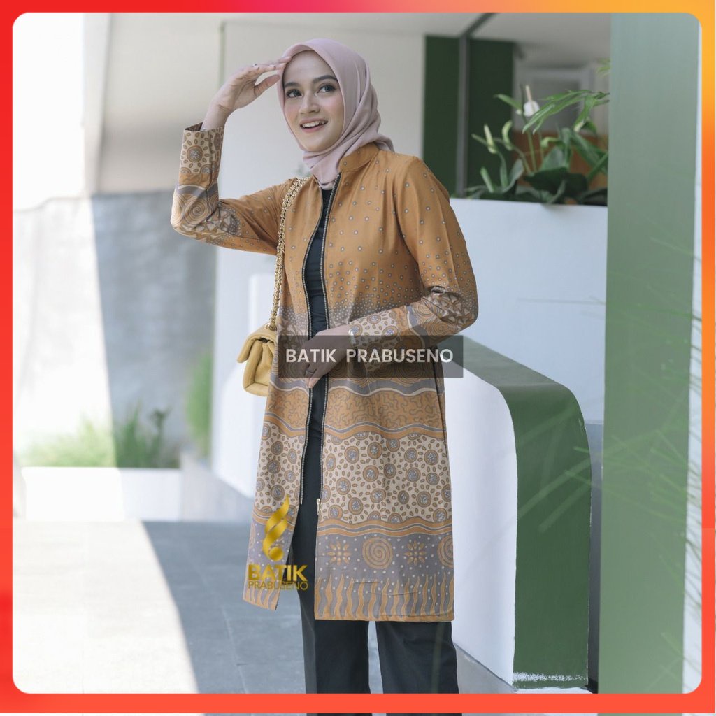 Batik Prabuseno - NOVI KUNING Tunik Batik Wanita Lengan Panjang