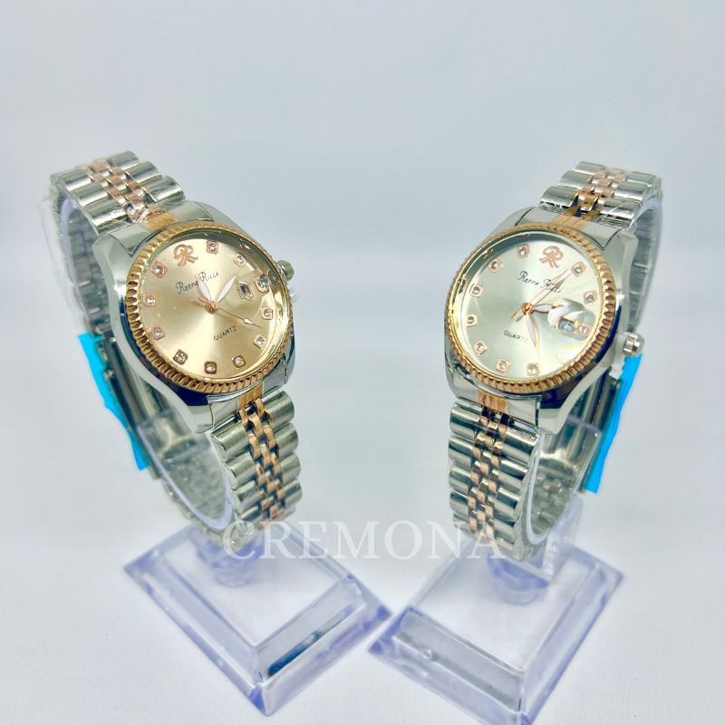 CREMONA Jam Tangan Cewek Analog Import Fashion Murah Model Permata Stainless Steel Tanggal Aktif