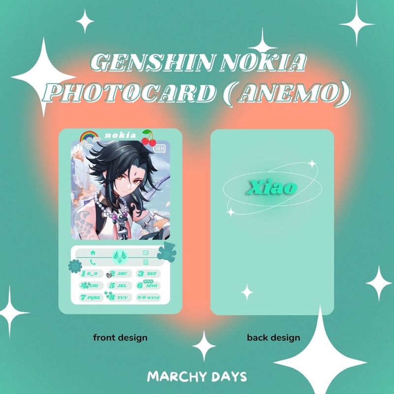 Genshin impact photocard Nokia anemo version (xiao kazuha venti Jean faruzan waderer sucrose sayu he