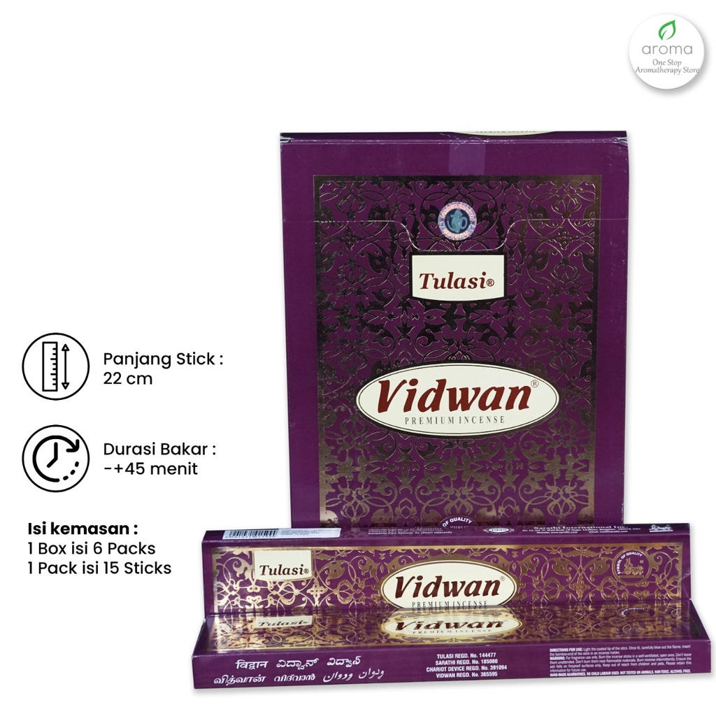 Dupa India (Aromaterapi) Recta - Tulasi Vidwan 6 Packs