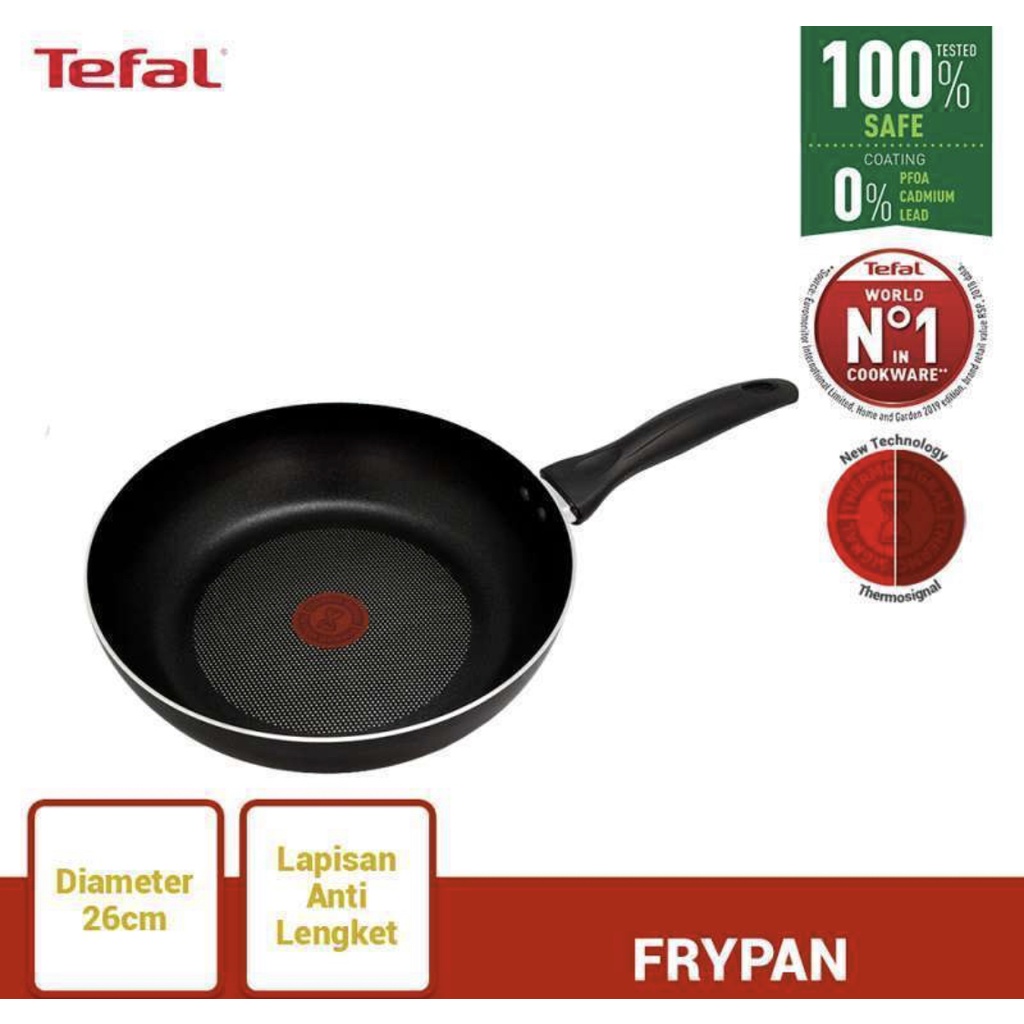 Tefal Cook & Clean Fry Pan 26cm Thermosignal Titanium Coating Non PFOA PROMO MURAH