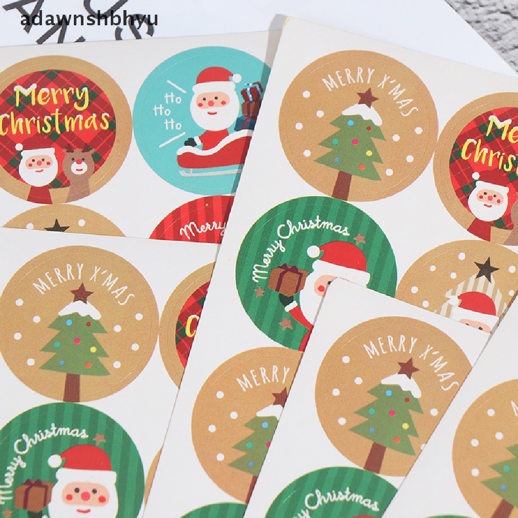 Adawnshbhyu 120pcs Stiker Kado Natal Merry Christmas Kemasan Bulat ers Label ID