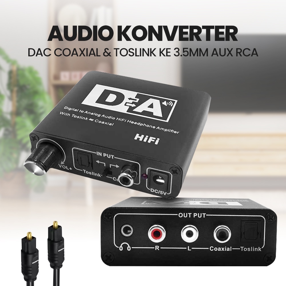 Audio Konverter DAC Coaxial &amp; Toslink ke 3.5mm AUX RCA - AV-C6 - Black