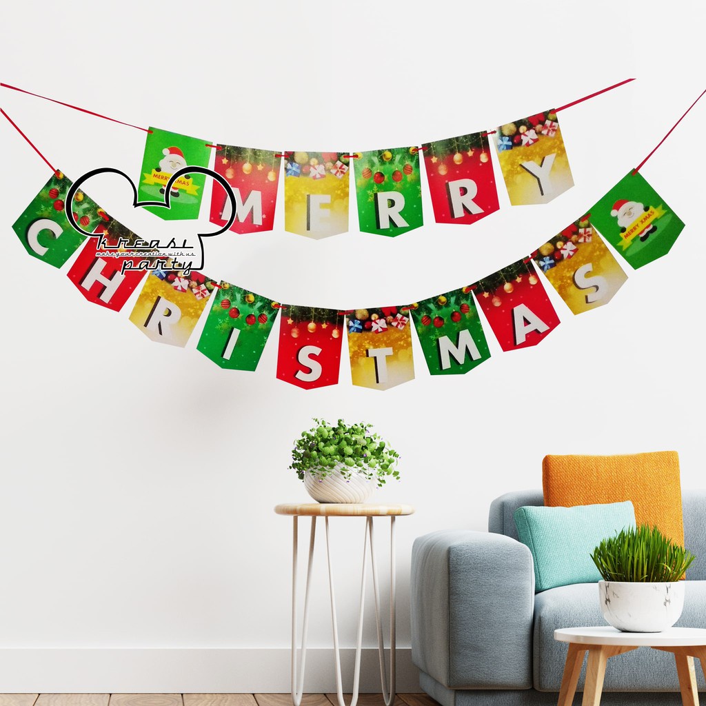 Banner Merry Christmas / Banner Natal / Banner Xmas / Banner Chrtistmas / Hiasan Natal