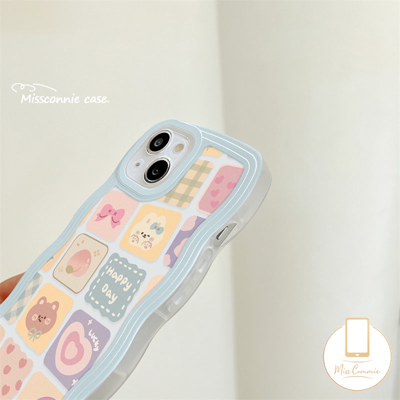 Casing Redmi 12C A1 A1+9 10C 9T 9A 10 9C NFC 10A Redmi Note11 10 11s 10s 9Pro Note10 11 Pro Max Plus Note8 Note9 Kartun Kisi Ilustrasi Bear Rainbow Lucu Wave Edge Case