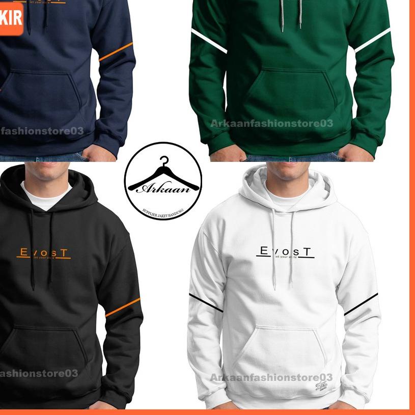 Diskon✔️TERMURAH  COD Jaket Sweater Hoodie Pria Distro Evost Original Big Size Jumbo M - XXL|SQ6