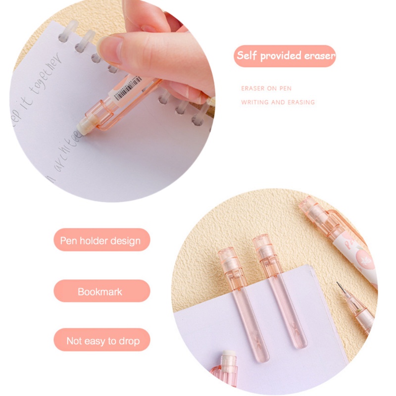 Pensil Otomatis Seri Kartun Lucu Peach Dengan Penghapus/Pensil Aktivitas Tipe Push Button Nyaman/Refill 0.5mm Alat Tulis Tulisan Tangan Pensil Plastik Yang Dapat Diganti