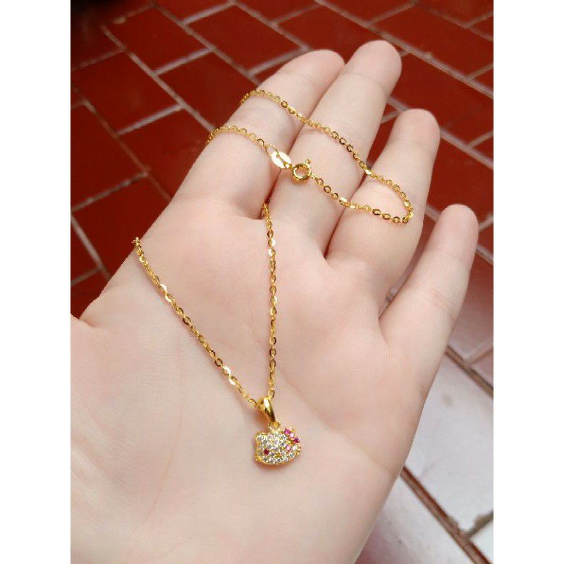 kalung anak rantai nori vensy+liontin hello kitty mp/perak asli silver 925 lapis emas/perhiasan fashion terbaru