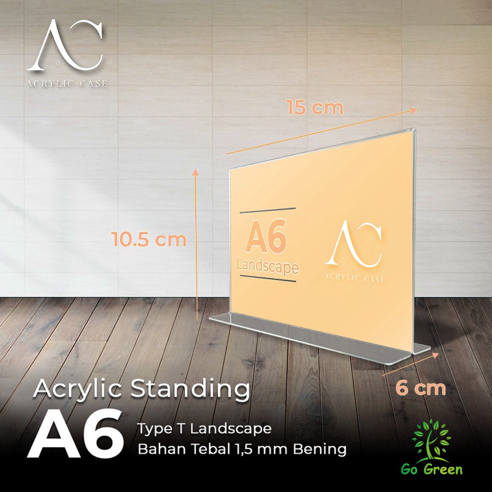 

Acrylic Tent Card Holder A6 Landscape / Tempat Brosur Meja Akrilik A6 T Type