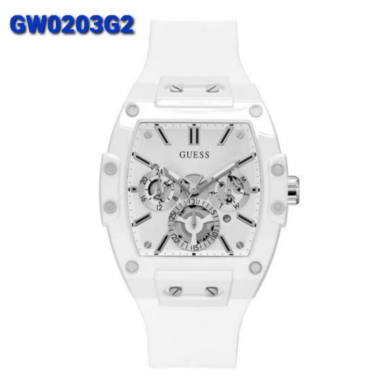 JAM TANGAN RUBBER GUESS KARET PUTIH GW0203G2 GUES PHOENIX ORIGINAL
