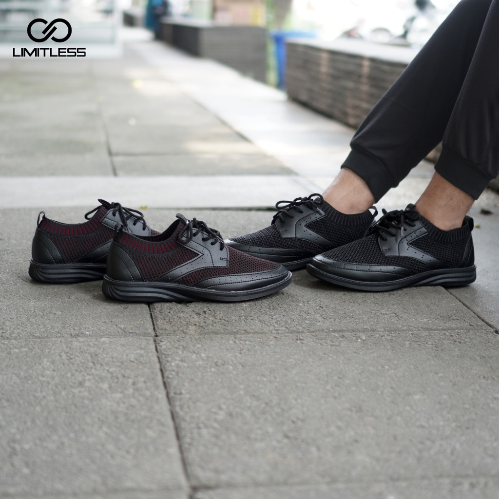 Sepatu Pria Casual Full Black Sport Stylish Sneakers Cowok Formal Kantor Kuliah Keren Terbaru