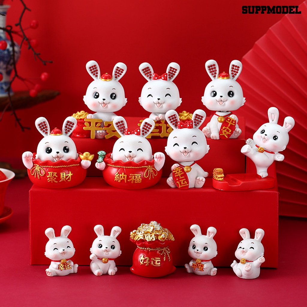[Dekorasi] Ornamen Kelinci Mobil Bentuk Realistis Tekstur Bening Bunny Shaking Head Rumah Boneka Hias Harapan Terbaik Tahan Lama Car Rabbit Decoration Gift