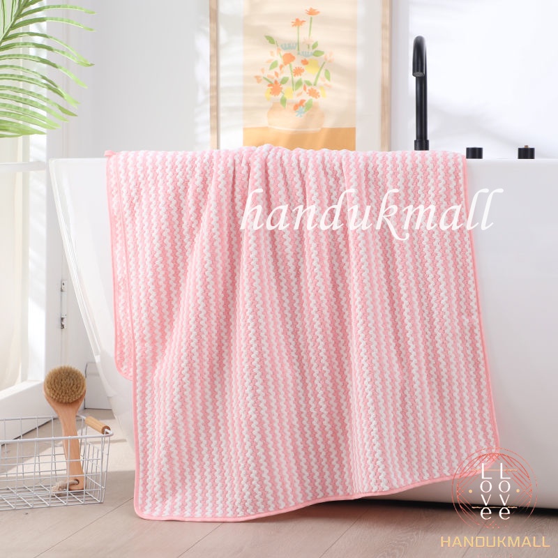 Handukmall Handuk Mandi Dewasa 70X140CM Microfiber Handuk Mandi Lembut Daya Serap Tinggi Motif Zigzag Kecil