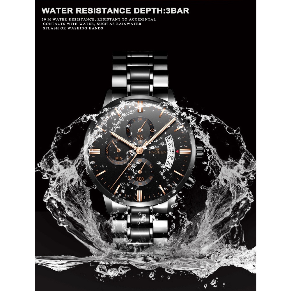 NEW FNGEEN 5055 JAM TANGAN PRIA LUXURY STAINLESS STEEL QUARTZ ORIGINAL TAHAN AIR WATCH + KOTAK