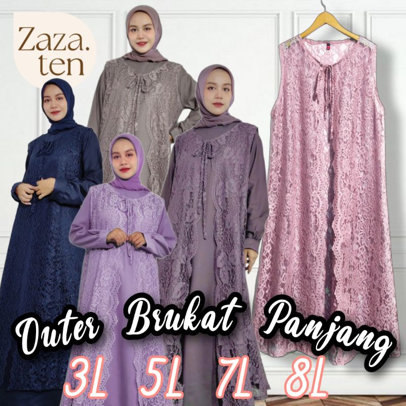 Outer Brukat JUMBO Clara Cardigan Brokat Panjang Premium Luaran Pesta Kondangan Rompi Wanita Jumbo P