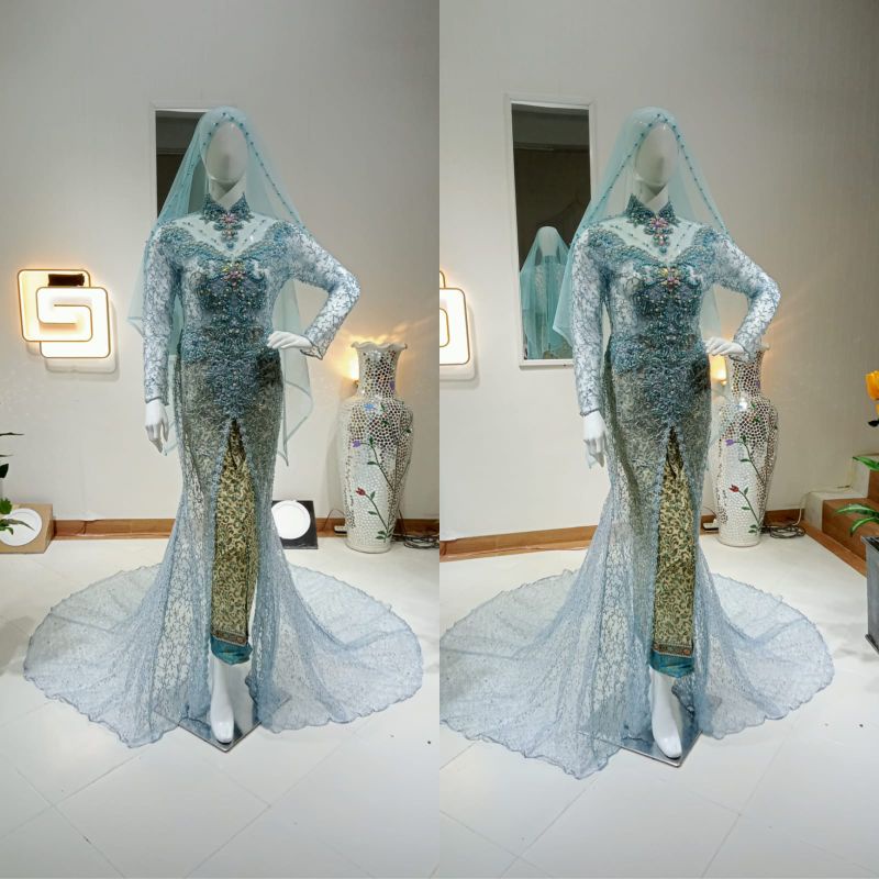 kebaya pengantin modern model blah ekor Payet)