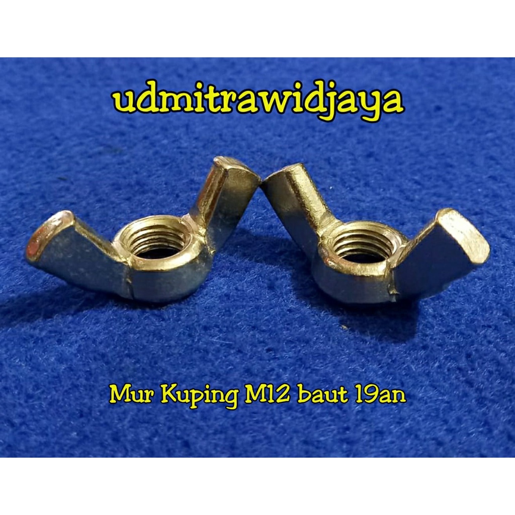 MUR KUPING M12 / MUR KUPU-KUPU 12 MM / WING NUT M12 PITCH 1,75 mur pegang mur speaker mur kuping mur cantolan mur pegangan mur studio foto record