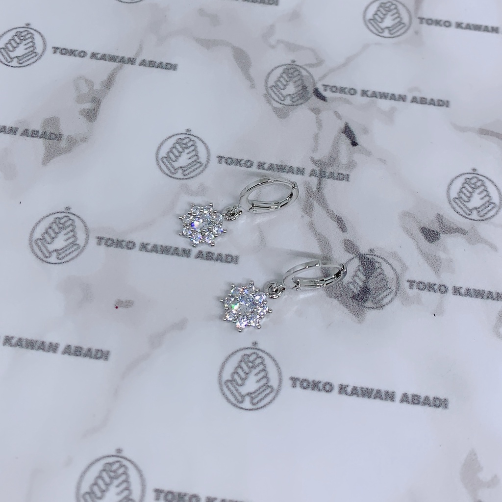Anting Xuping Silver Perhiasan Fashion Wanita Model Permata Mahkota Lingkar *44