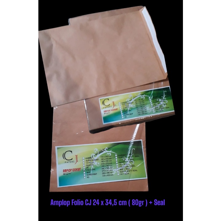 

[1 Bungkus] Amplop Coklat Folio Perekat CJ 24x34.5 cm / Amplop Casing Kesing Folio Perekat CJ