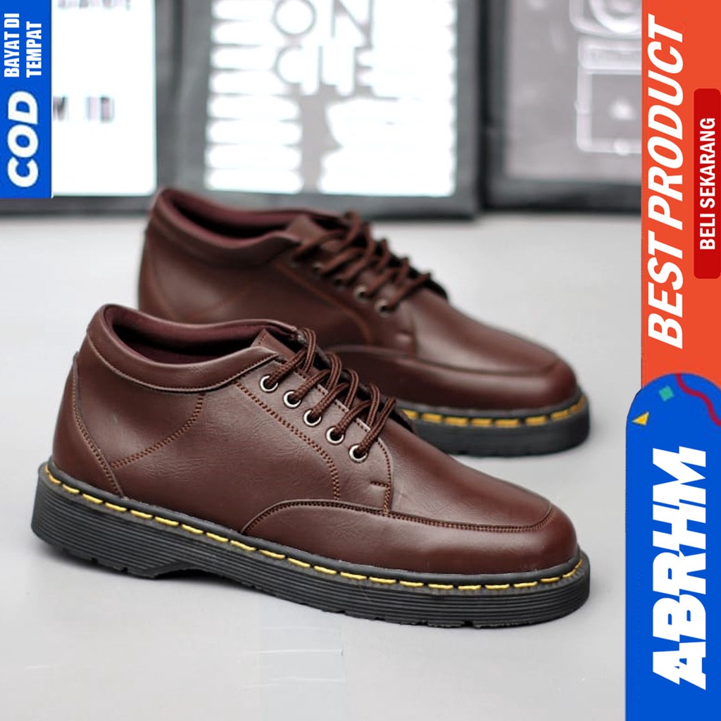 Sepatu Formal Pantofel Docmart Low Boots Kerja Pria Hitam Abrhm HUGO