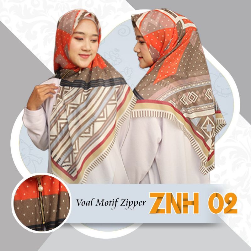 Jilbab Voal Zipper hijab motif hijab segiempat