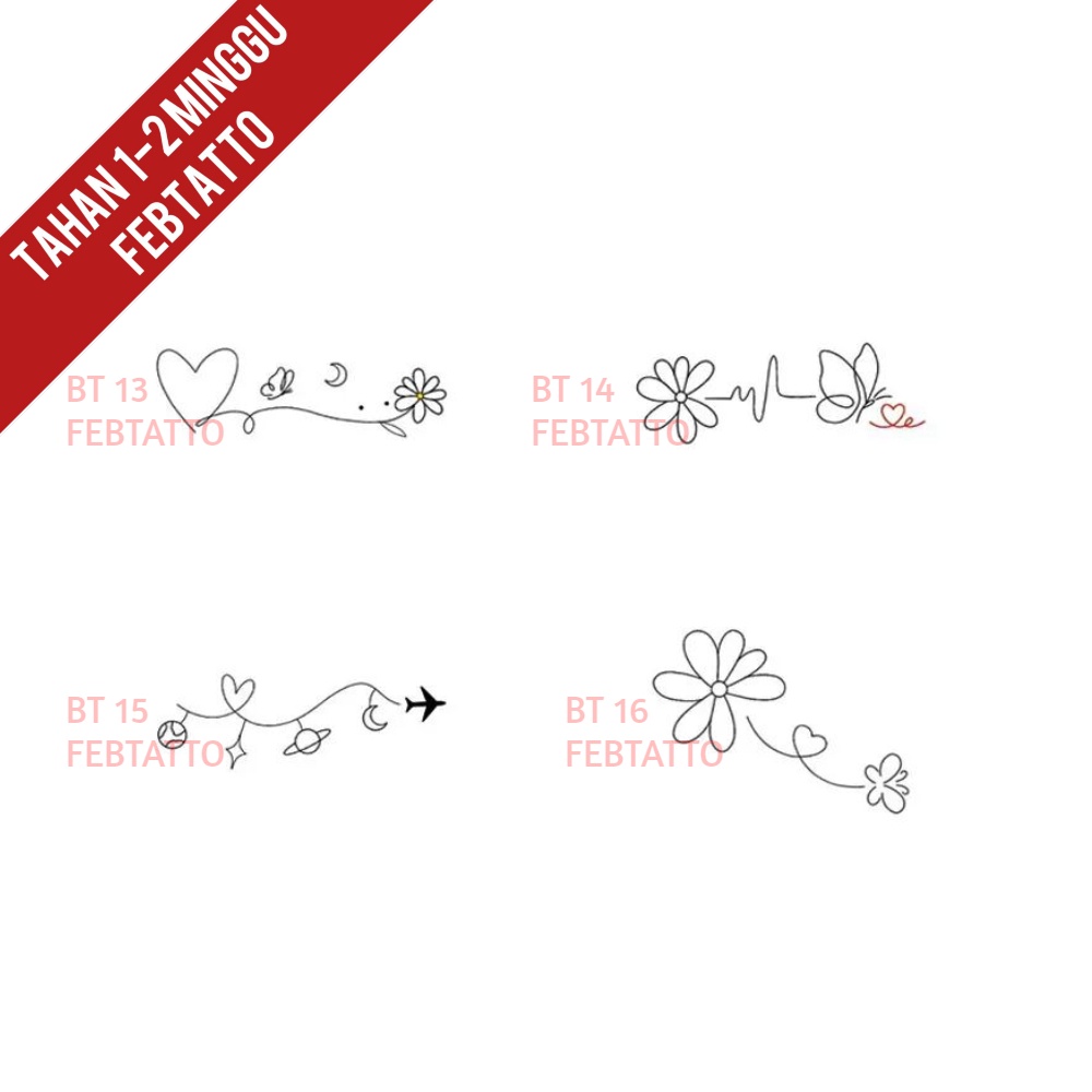 Tato Temporer Tato love mini Tato butterfly minimalis Stiker Tato Bunga - BT 13-16