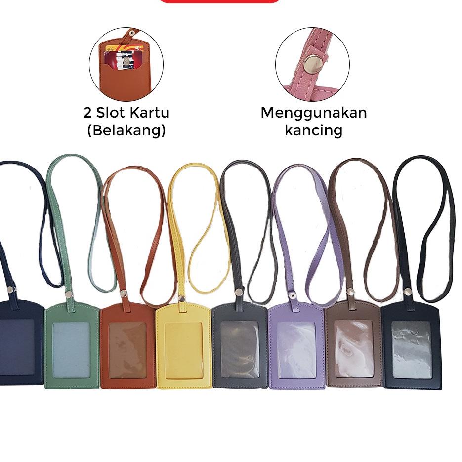

(|W-DR|)㊚➸ ID Card Tag Kancing Name Tag Kancing ID Holder Card Kancing Kulit Lanyard Kancing Termurah PU Leather Lanyard NameTag ID top produk