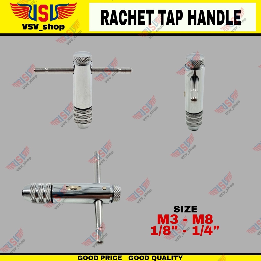 Gagang Hand Tap Rachet 3mm-8mm Stang Tap Handle Tap Rachet M3-M8