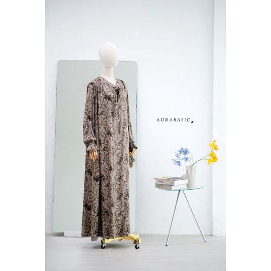 Gamis Hira Warna Green Sage / Gamis Motif Adem By Aura Home