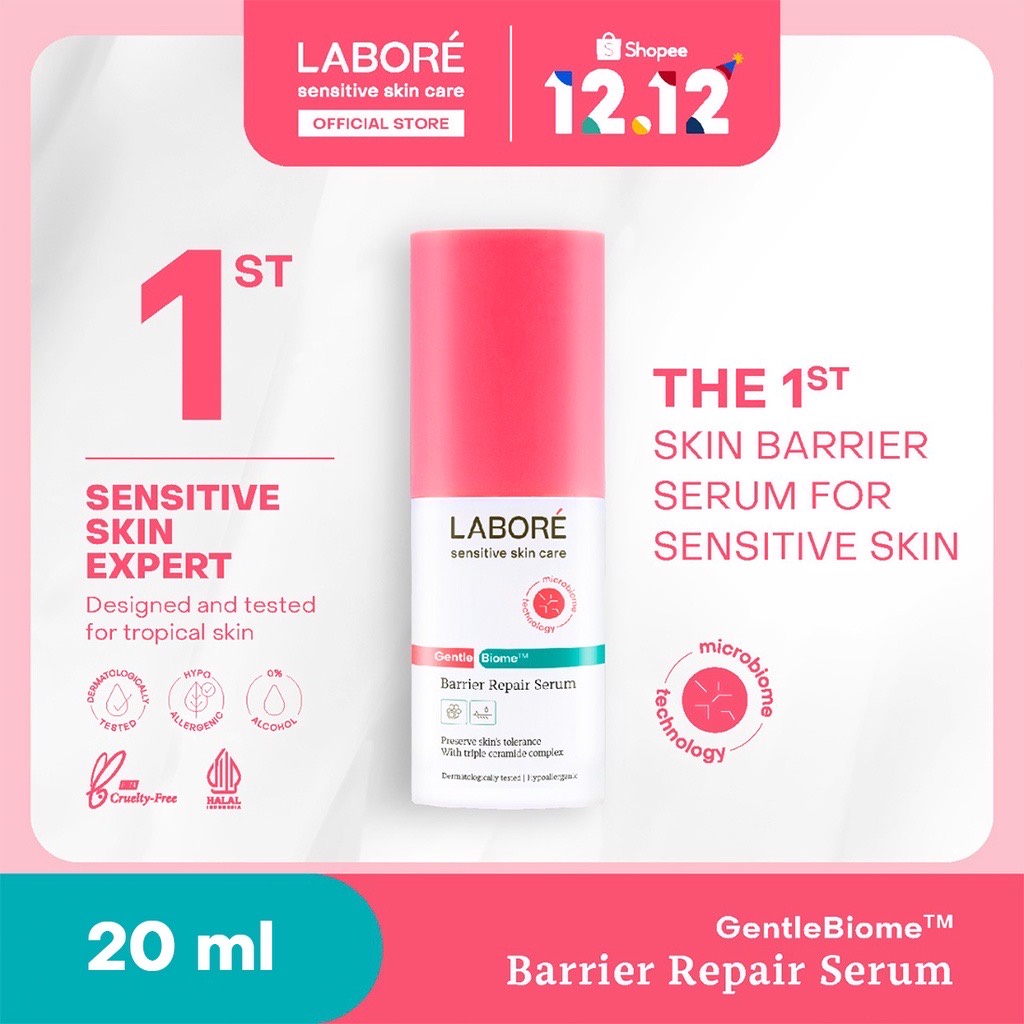 LABORE GentleBiome Repair Serum Indonesia / Serum Wajah 7ml 20ml / Preserve Skin’s Tolerance With Triple Ceramide Complex / Memperbaiki Skin Barrier / Sensitive Skin Care Kulit Sensitif / Skincare Face Wash Toner Day Night Cream Moisturizer Mask Sunscreen