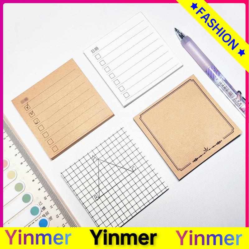 

COD✨ Sticky Note Memo Brown White Retro Sederhana Korea Sticky Note Alat tulis-Yinmer
