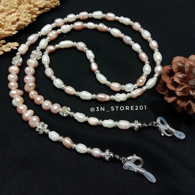 Strap Masker/ Tali kacamata / kalung Mutiara Air Tawar asli