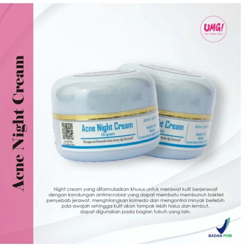 acne night cream umg ulti matte glow