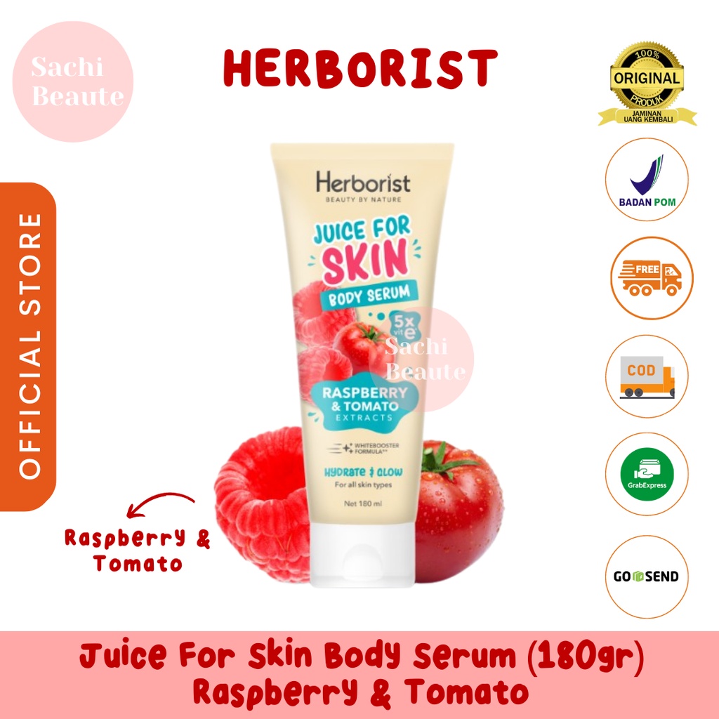 Herborist Juice For Skin Body Serum 180ml Mencerahkan Dalam 21 Hari - Raspberry &amp; Tomato