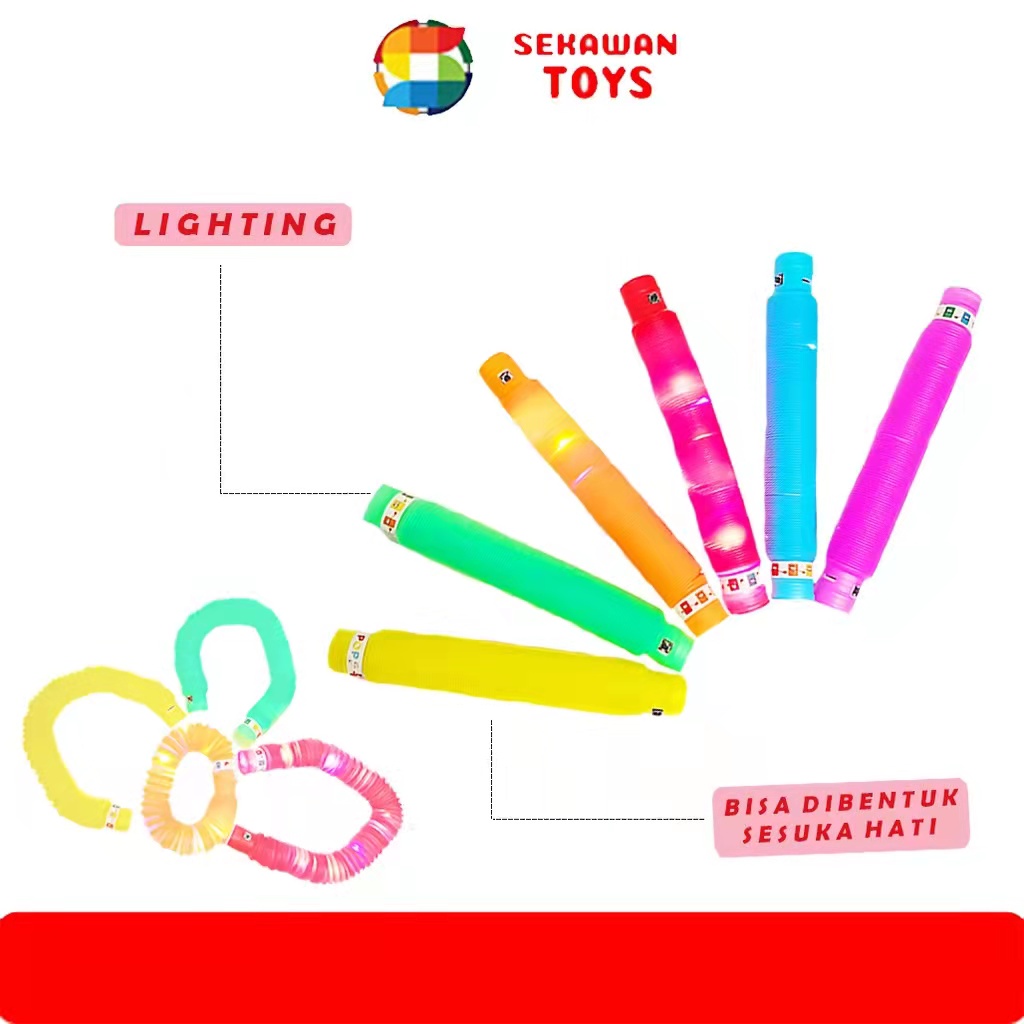 POP Tubes Light Viral/Pop Light Pop Pipes 1 Stick LED Pipa Selang Fidget Toy