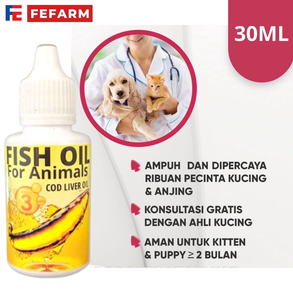 Minyak Ikan 100% Fish Oil 20ml Kucing Dan Anjing FEFARM