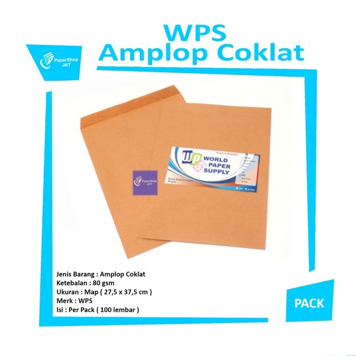 

✨NEW✨ - HOT PROMO!!! Amplop Coklat Ukuran Map WPS ( 27,5 x 37,5 cm )