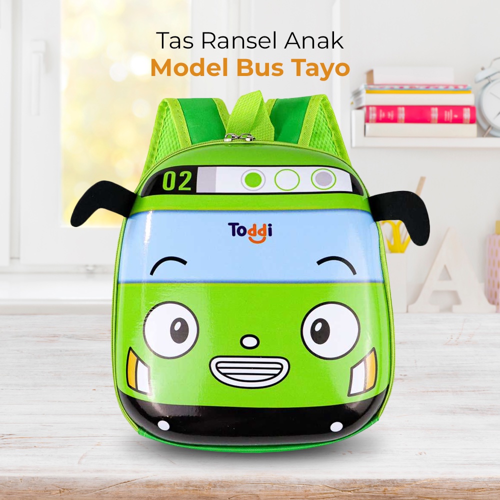 TAS RANSEL ANAK SEKOLAH TK PLAYGROUP LAKI-LAKI COWOK PAUD PUNGGUNG MODEL KARTUN BUS TAYOO