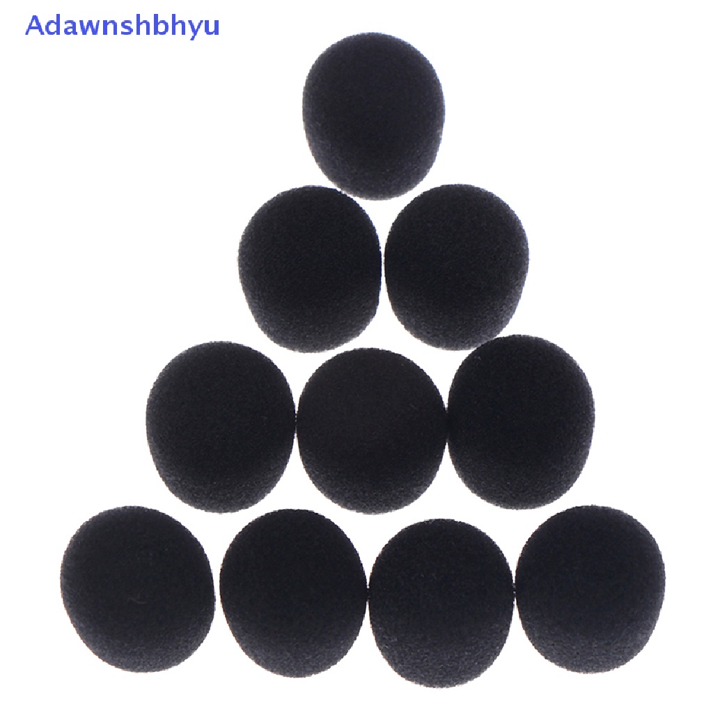 Adhyu 10pcs Headset Mikrofon Hitam Kecil Praktis Kaca Depan Spons Busa Mic Cover ID