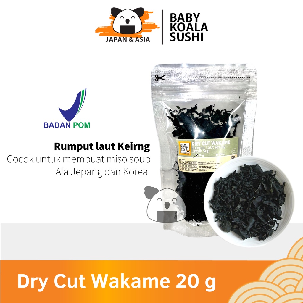 

DRY WAKAME Rumput Laut Kering 20 g │ Dried Cut Wakame Import for Miso Sup Ramen Udon