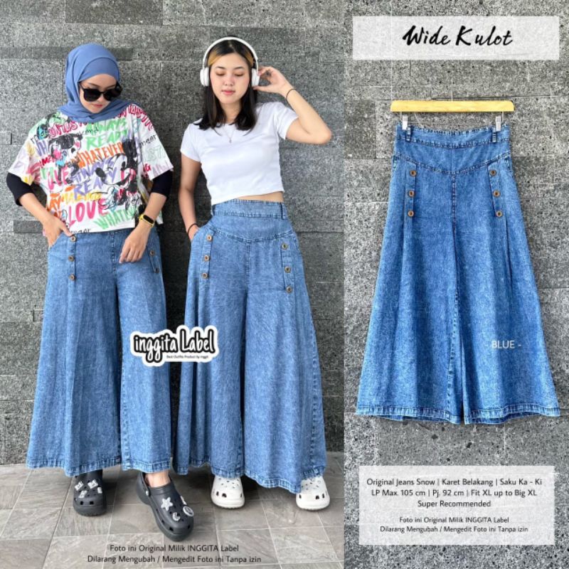 Wide kulot kulot jeans kancing jumbo premium murah