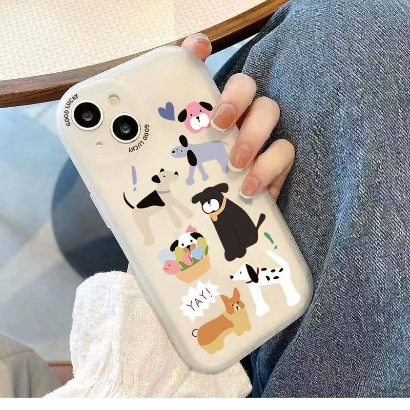 IPHONE Casing Ponsel Desain Ras Anjing Acak Bergambar Kompatibel Dengan Iphone12 13 14 11 Pro Max X Xs Max Xr Ffrtdg