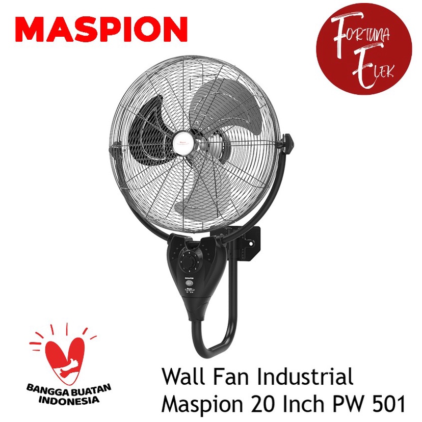 Maspion Wall Industrial Fan Kipas Angin DInding Industri 20 Inch PW 501 Tornado Full Besi Aluminium