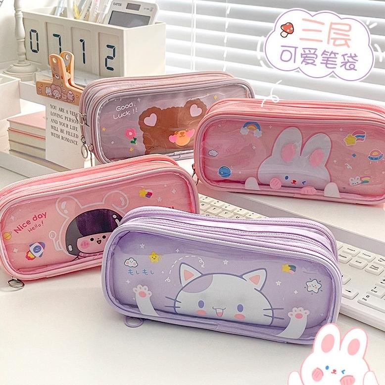 

TEMPAT PENSIL PVC TRANSPARAN CUTE ANIMAL 3 LAYER TERLARISS...,,,,,