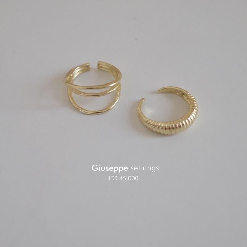 Ark.co - GIUSEPPE set rings cincin signet stack statement bold dome croissant