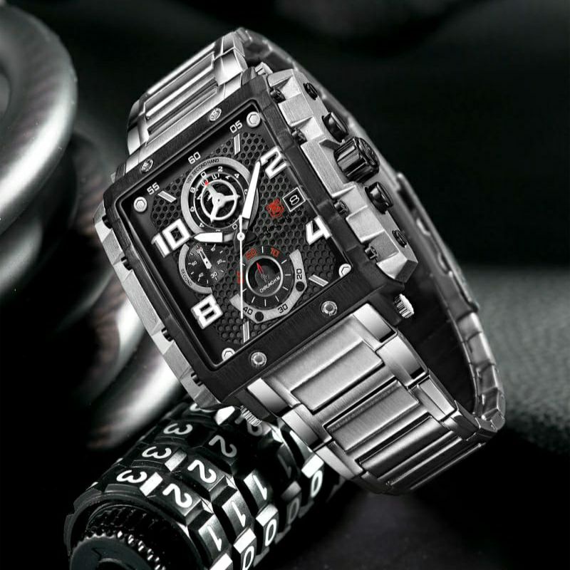 jam tangan pria T5 H3802G Rantai Silver Black Chrono aktif Original