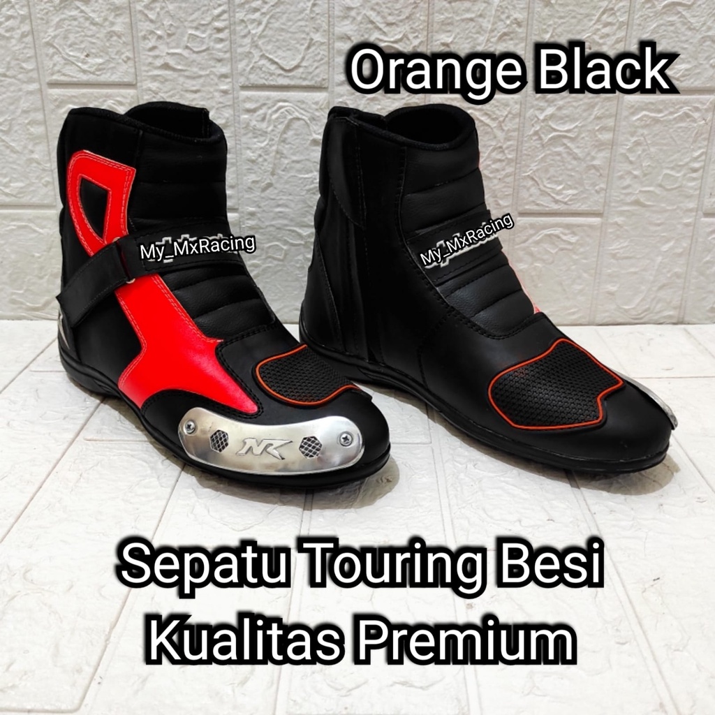 sepatu touring besi protector motor sepatu balap race buat harian sepatu drag not cross or trail ORANGE BISA COD