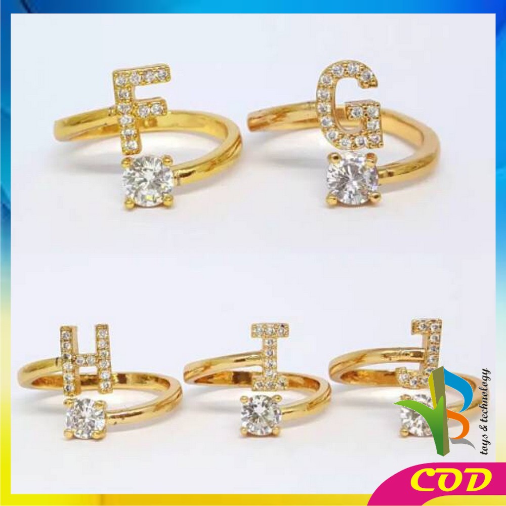 RB-K59 Cincin Huruf Gold Stainless Inisial Nama Cincin Alphabet / Cincin Abjad Huruf A-Z Wanita Fashion / Cincin Wanita Huruf Set Perhiasan Wanita