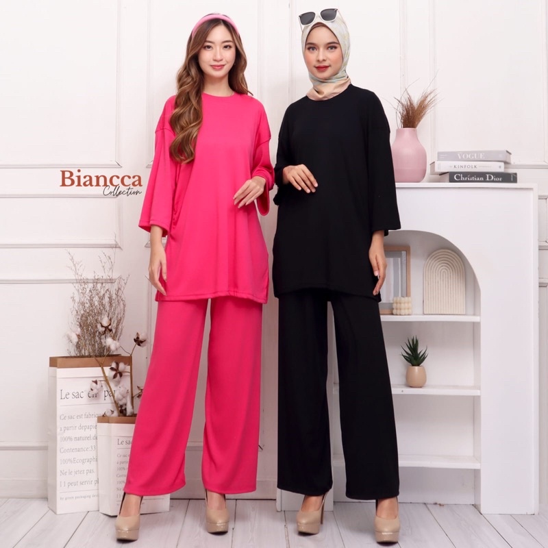 VALEN ONE SET KNIT - SET KNIT ONE SET OVERISIZE LENGAN KAOS MUSLIM